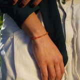 PULSERA PIEDRAS ÁGATA NARANJA PLATA