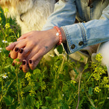 PULSERA ÁGATA ROSADA VIRGEN ENCHAPE ORO