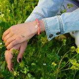 PULSERA ÁGATA ROSADA VIRGEN ENCHAPE ORO