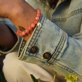 PULSERA ÁGATA ROSADA VIRGEN ENCHAPE ORO