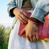 PULSERA ÁGATA ROSADA VIRGEN ENCHAPE ORO