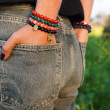 PULSERA ÁGATA ROSADA VIRGEN ENCHAPE ORO