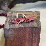 AROS ABANICO  ORIGAMI ROJO  ENCHAPE ORO