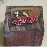 AROS ABANICO  ORIGAMI ROJO  ENCHAPE ORO