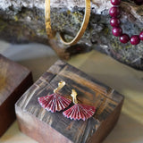 AROS ABANICO  ORIGAMI ROJO  ENCHAPE ORO