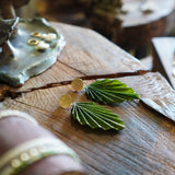 AROS HOJAS ORIGAMI VERDE ENCHAPE ORO