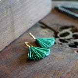 AROS ABANICO ORIGAMI VERDE ENCHAPE ORO