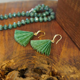 AROS ABANICO ORIGAMI VERDE ENCHAPE ORO