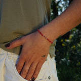 PULSERA PIEDRA CORAL PLATA AJUSTABLE