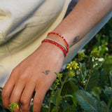 PULSERA PIEDRA CORAL PLATA AJUSTABLE