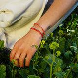 PULSERA PIEDRA CORAL PLATA AJUSTABLE