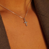 COLLAR CADENA CRUZ PLATA