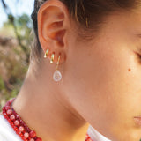 AROS PIEDRA CUARZO ROSA ENCHAPE ORO