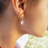 AROS PIEDRA CUARZO ROSA ENCHAPE ORO