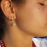 AROS PIEDRA CUARZO ROSA ENCHAPE ORO