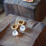 AROS PIEDRA CUARZO ROSA ENCHAPE ORO