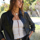 COLLAR CUERO GAMUZA ESPIRITU SANTO ENCHAPE ORO