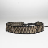 PULSERA TELAR NEGRO BEIGE ANCHA HOMBRE