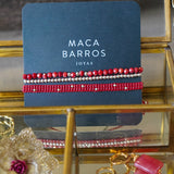 PULSERA PIEDRAS CORAL PLATA AJUSTABLE
