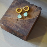 AROS ARGOLLAS GRUESAS ACERO INOXIDABLE PIEDRA CRIZOPRASA