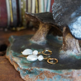 AROS ARGOLLAS DOBLE PERLA ENCHAPE ORO