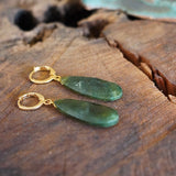 AROS ARGOLLA PIEDRA GOTA LARGA ENCHAPE ORO