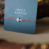 PULSERA CRUZ COLONIAL ROJA PLATA NIÑA