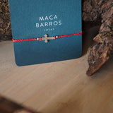 PULSERA CRUZ COLONIAL ROJA PLATA NIÑA