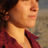 AROS ABANICO  ORIGAMI ROJO  ENCHAPE ORO