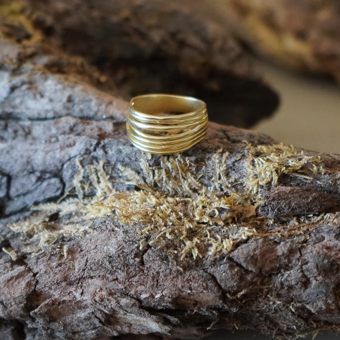 ANILLO LÍNEAS ENCHAPE ORO