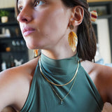 AROS HOJAS ORIGAMI AMARILLO ENCHAPE ORO