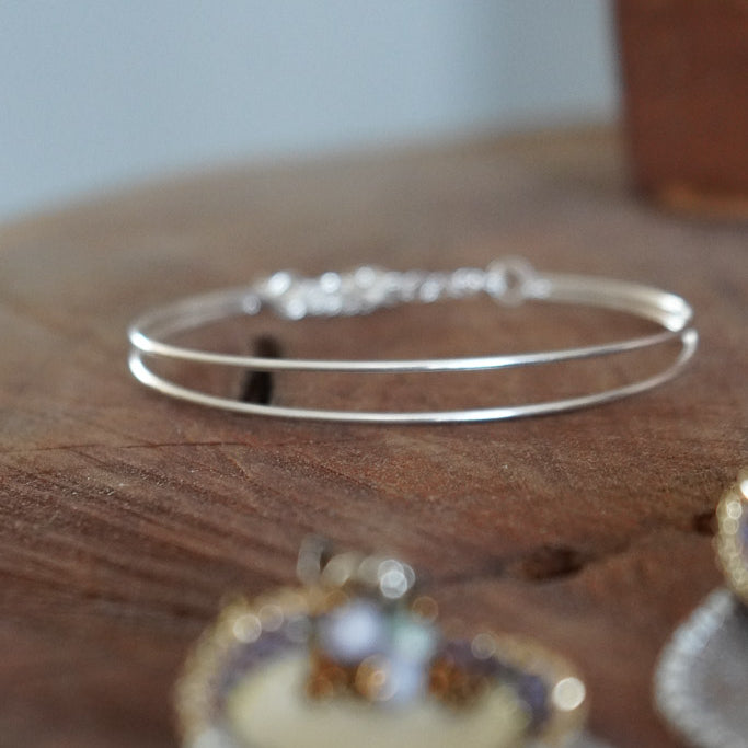 PULSERA ESCLAVA DOBLE BROCHE ENCHAPE PLATA