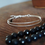 PULSERA ESCLAVA DOBLE BROCHE ENCHAPE PLATA