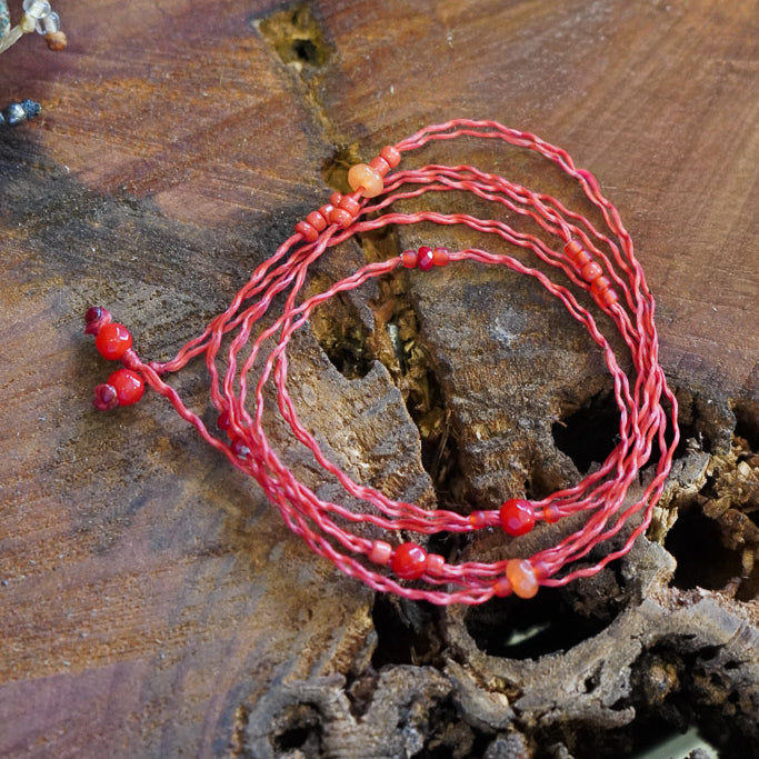 TOBILLERA PIEDRAS HILO ROJA