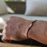 PULSERA CRUZ CAFÉ HOMBRE PLATA