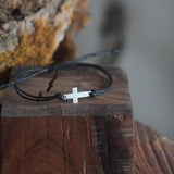 PULSERA CRUZ NEGRA HOMBRE PLATA