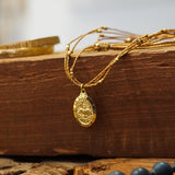 COLLAR HILO TRIPLE VIRGEN GUADALUPE O ESPÍRITU SANTO ENCHAPE ORO