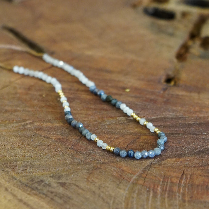 COLLAR TEJIDO PIEDRA LUNAS Y IOLITAS GOLD FILLED