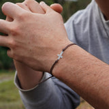 PULSERA CRUZ CAFÉ HOMBRE PLATA