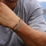 PULSERA CRUZ CAFÉ HOMBRE PLATA