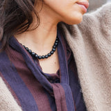 COLLAR ÁGATA FACETADA AZUL MARINO