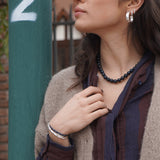 COLLAR ÁGATA FACETADA AZUL MARINO
