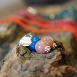 AROS PIEDRA AZUL ROSA VIEJO PLATA