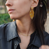 AROS HOJAS ORIGAMI AMARILLO ENCHAPE ORO