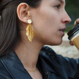 AROS HOJAS ORIGAMI AMARILLO ENCHAPE ORO
