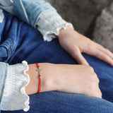 PULSERA CRUZ COLONIAL ROJA PLATA NIÑA