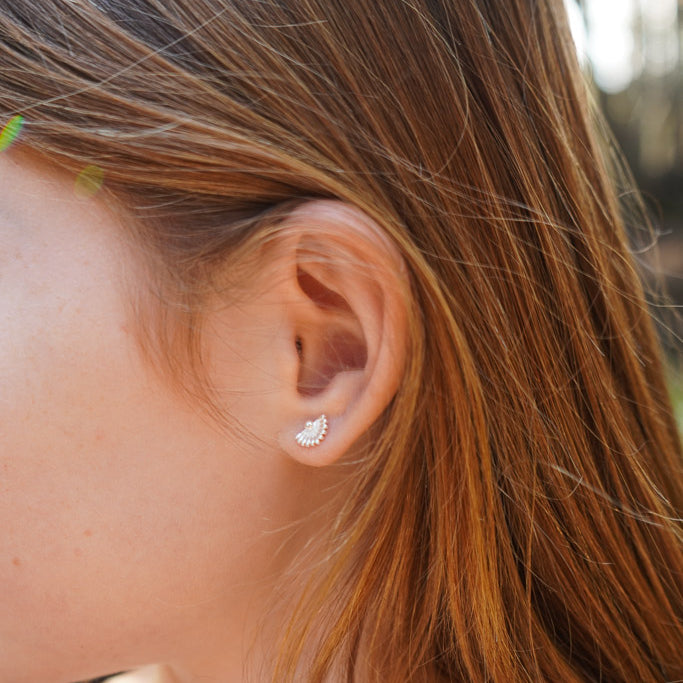AROS MINI ABANICOS ENCHAPE PLATA NIÑA