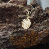COLLAR MEDALLON CORAZON ESPIGA CADENA GRUESA ENCHAPE ORO