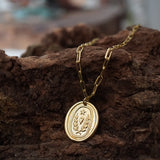 COLLAR MEDALLON CORAZON ESPIGA CADENA GRUESA ENCHAPE ORO