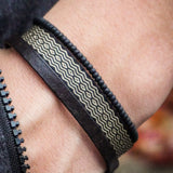 PULSERA TELAR NEGRO BEIGE ANCHA HOMBRE